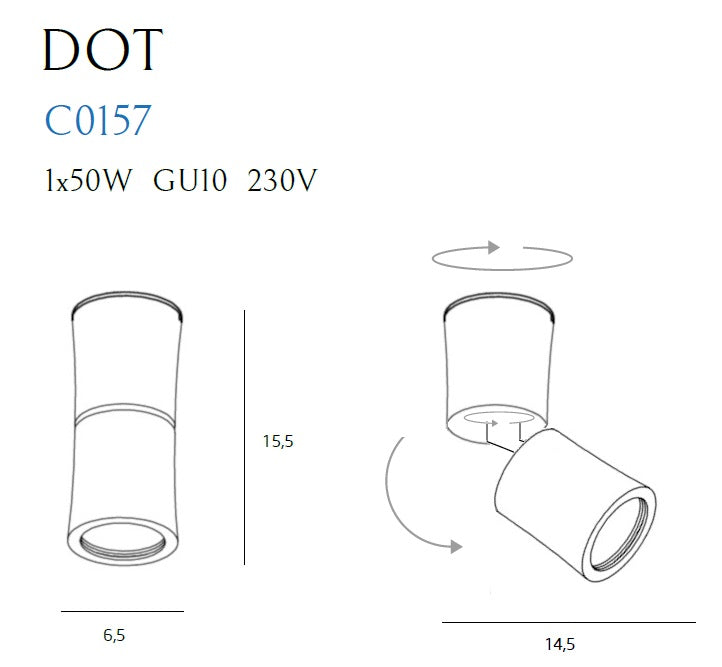 Spot cu baza Dot negru Maxlight C0157