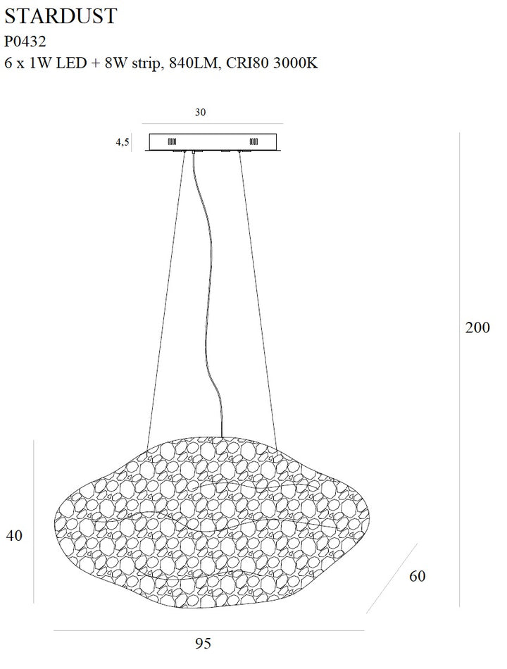 Pendul STARDUST auriu dimabil Maxlight P0432D