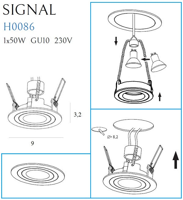 Spot incastrat Signal I negru Maxlight H0086