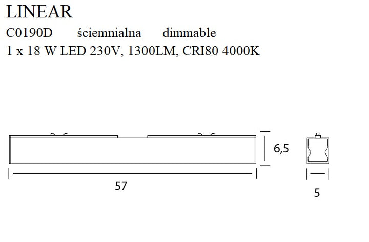 Plafoniera Linear neagra 18w 4000k dimabila Maxlight C0190d