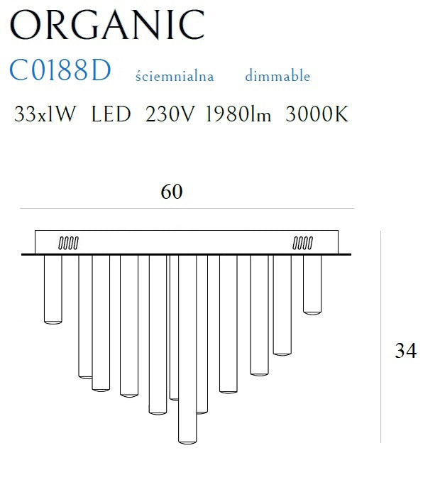 Plafoniera Organic 33 x 1W auriu dimabila Maxlight C0188d