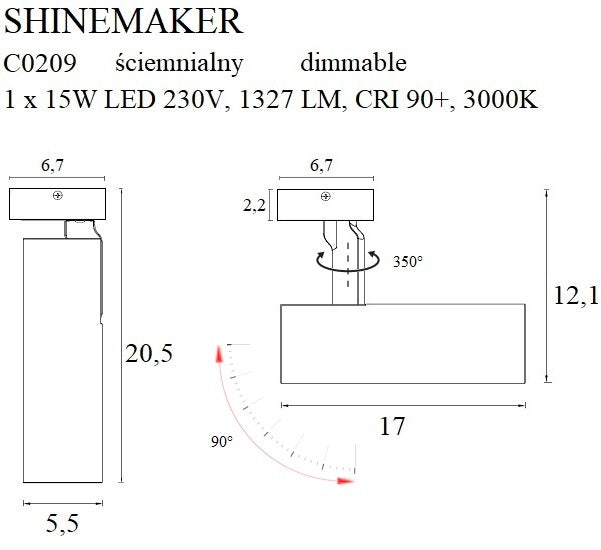 Spot cu baza Shinemaker alb Maxlight C0209