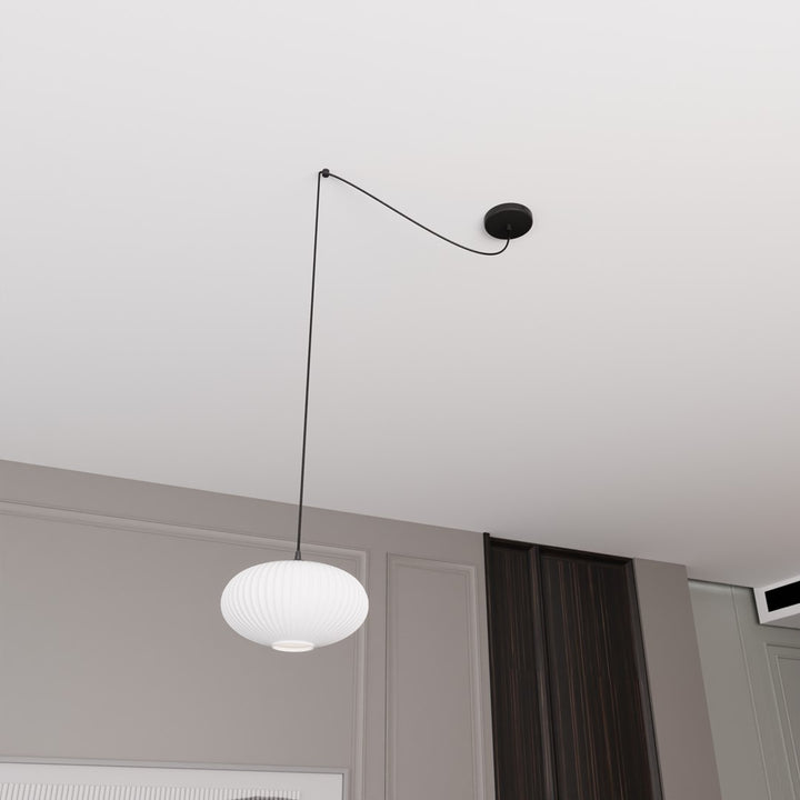 Pendul ORIGO 1 negru cu abajur opal