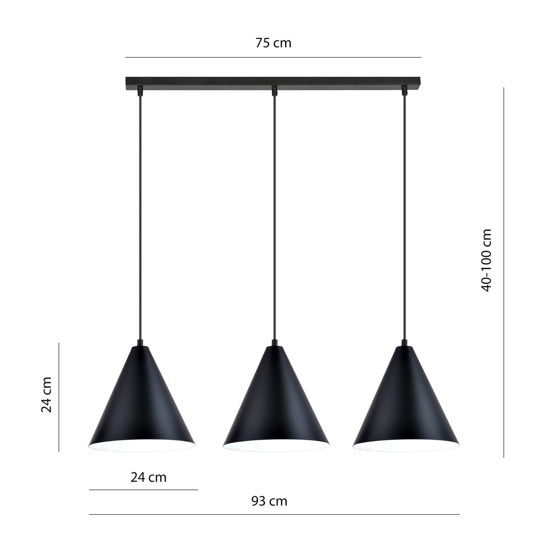 Lustra suspendata REBEL 3 neagra/alba