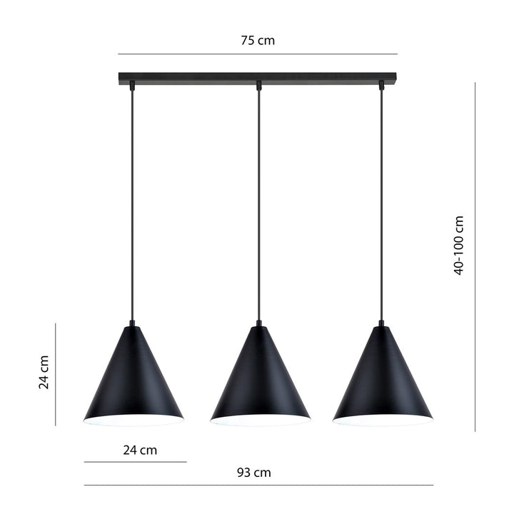 Lustra suspendata REBEL 3 neagra/alba