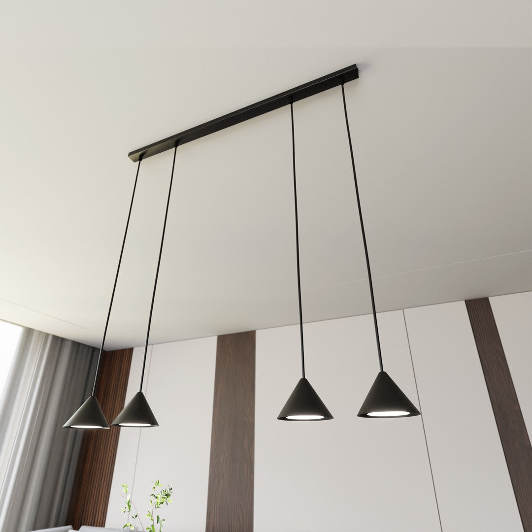Lustra suspendata cu abajur conic ELIT 4 neagra