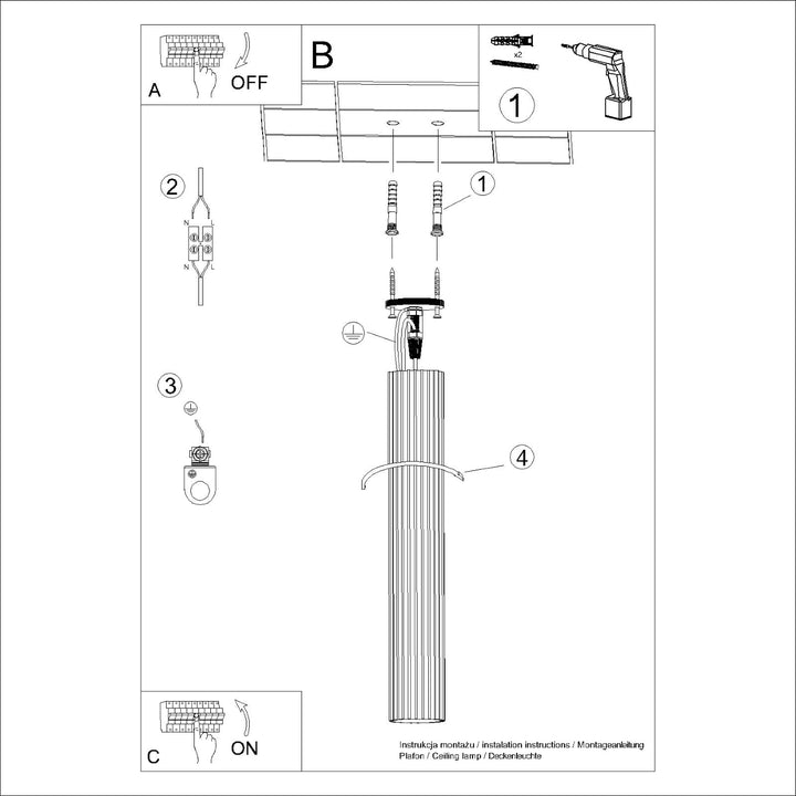 Spot aplicat KARBON 60 auriu