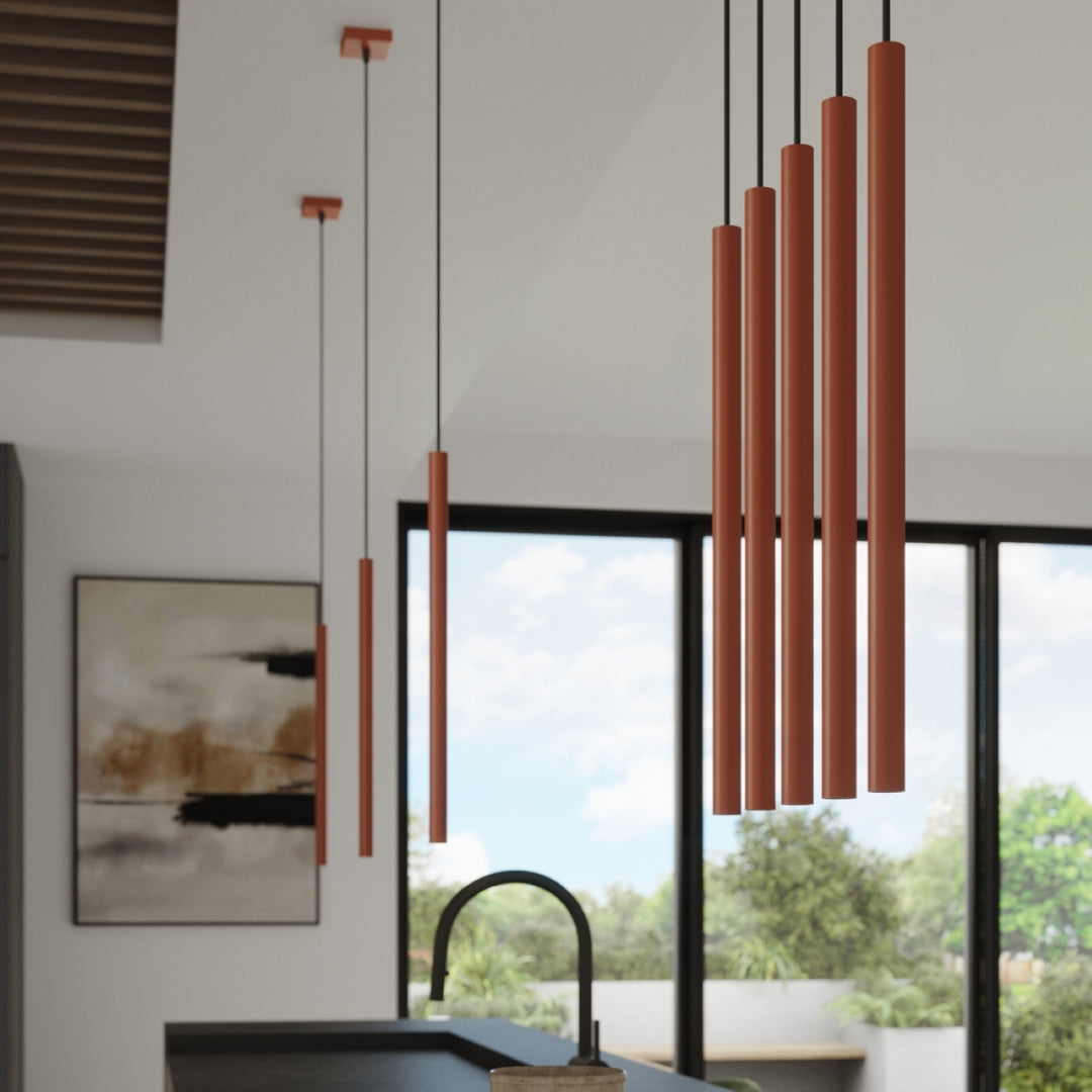 Lampa suspendata PASTELO 5P rosu ocru