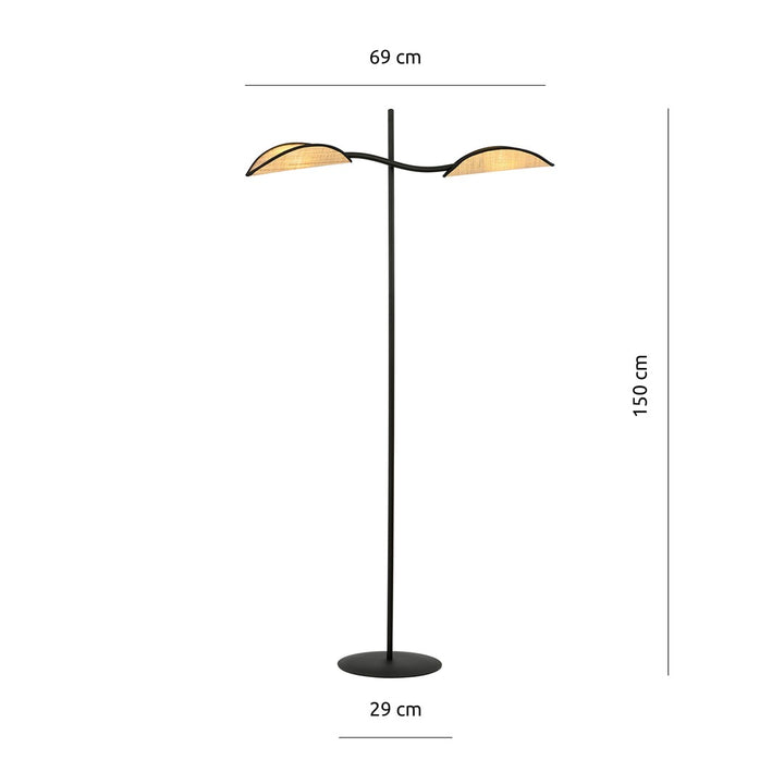 Lampa de podea LOTUS LP2 BLACK/RATTAN