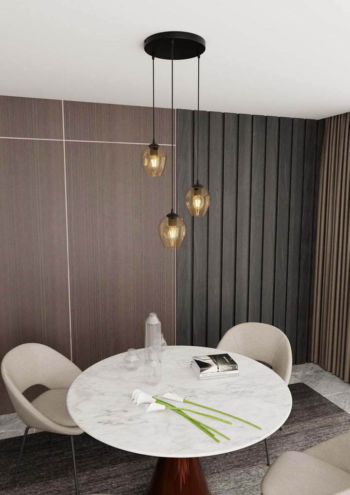Lustra suspendata ISTAR 3 neagra PREMIUM chihlimbar