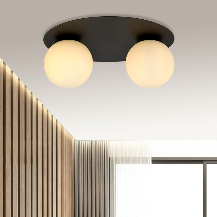 Plafoniera SOLAR 2 neagra si opal