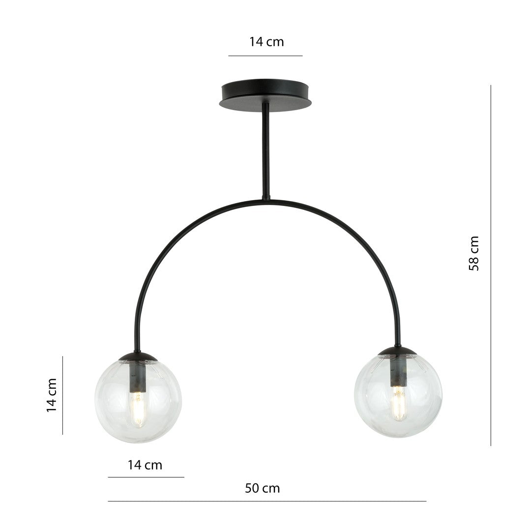 Lustra ARCHI 2 neagra cu abajur transparent