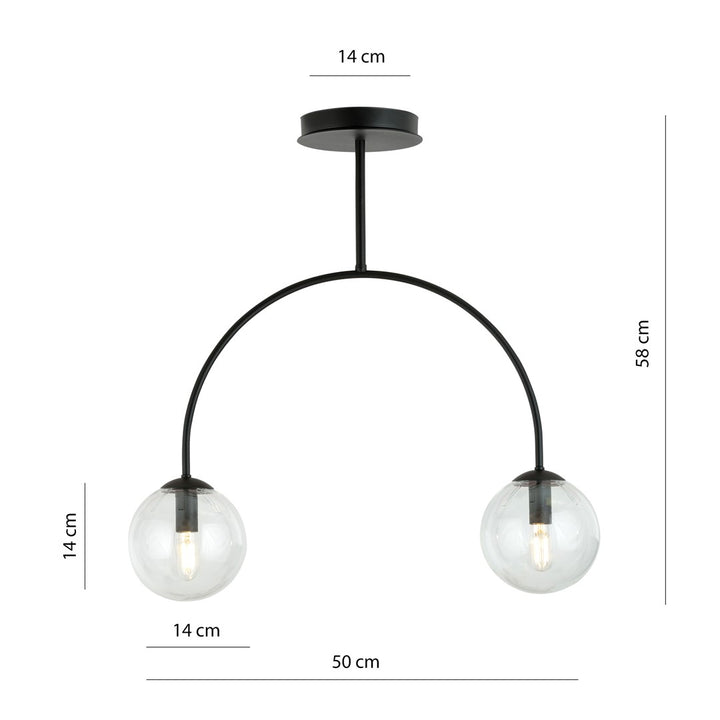 Lustra ARCHI 2 neagra cu abajur transparent