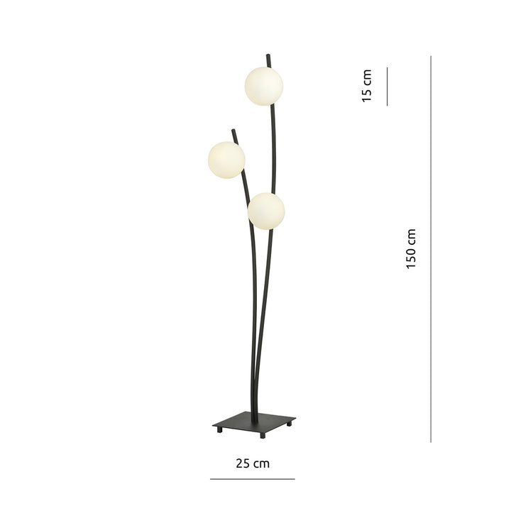 Lampa de podea HUNTER LP3 BLACK/OPAL