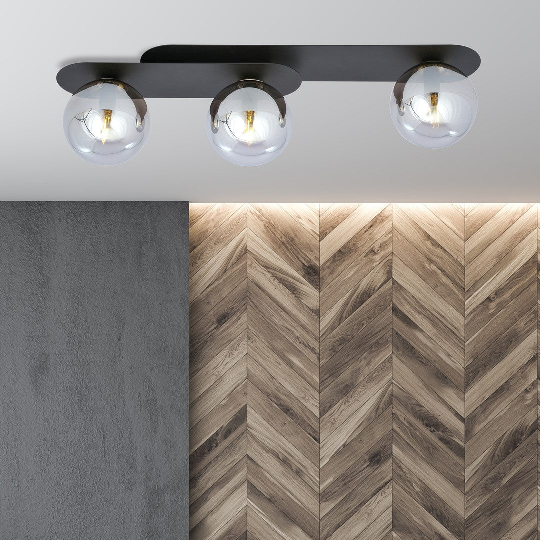 Plafoniera PLAZA 3 neagra cu grafit