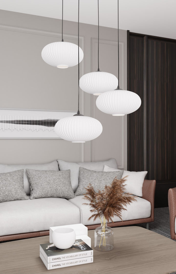 Lustra suspendata cu 4 pendule COCO 4 neagra PREM  opal