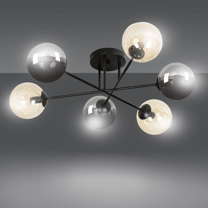 Plafoniera BRENDI 6B neagra MIX 3
