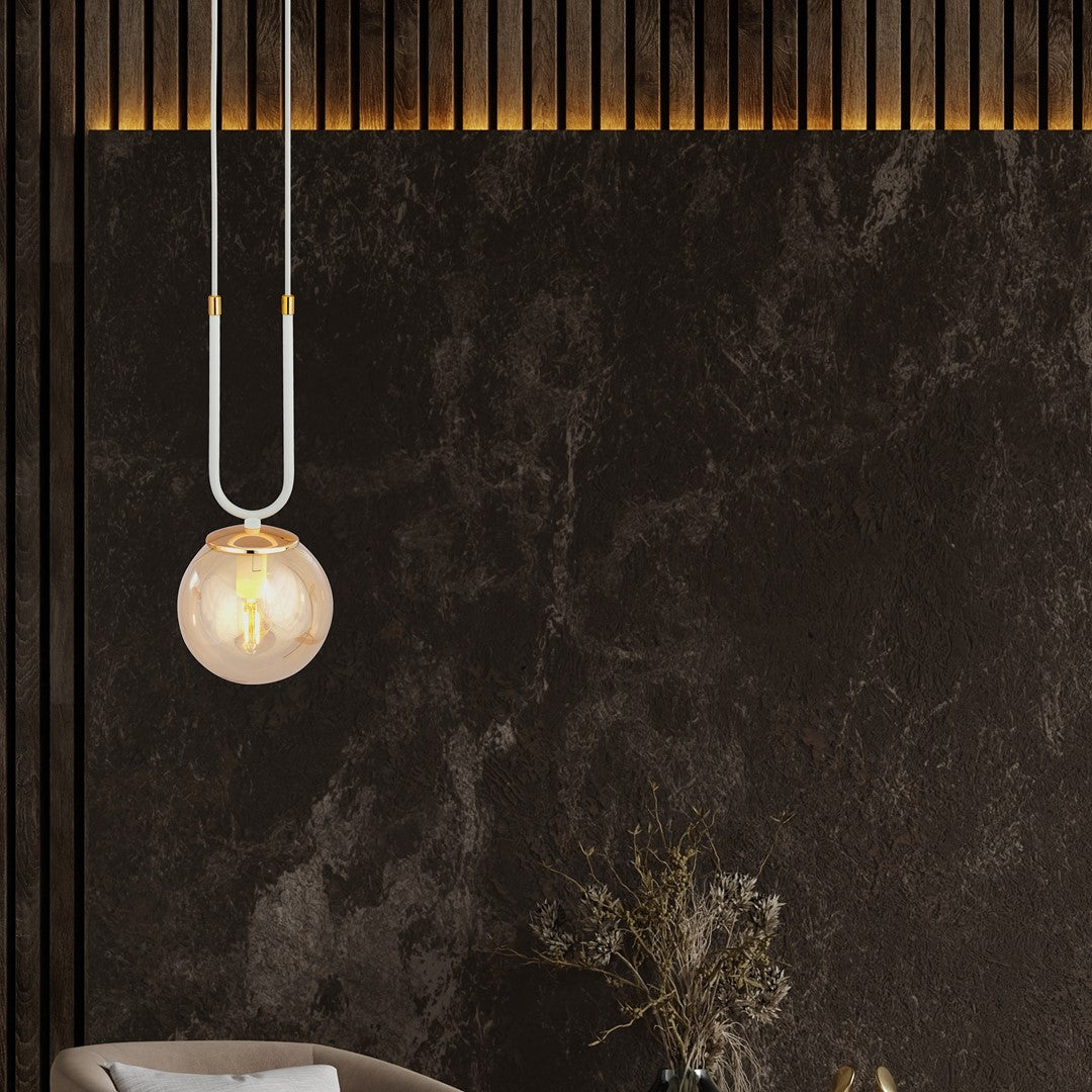 Pendul GLAM 1 alb cu chihlimbar