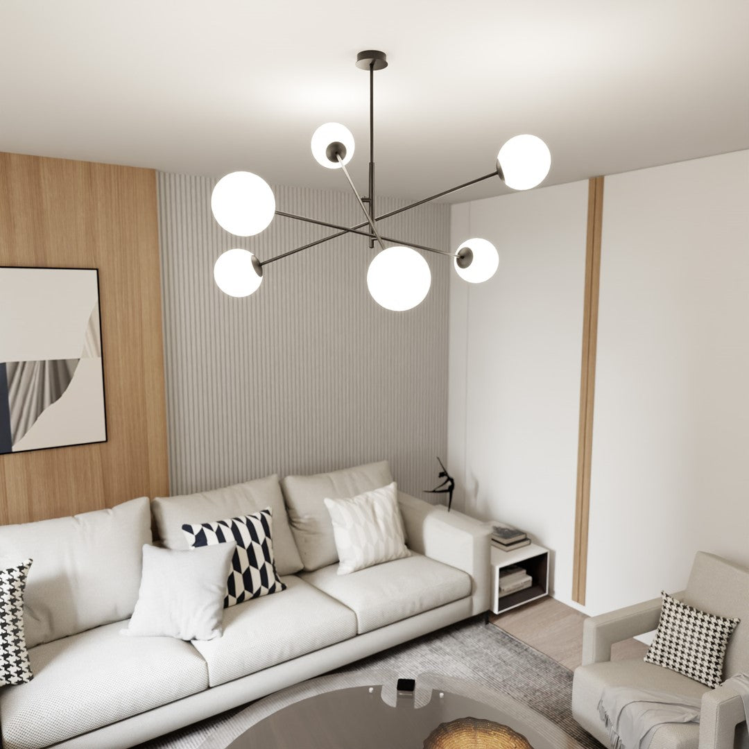 Lustra LINEAR 6 neagra/opal