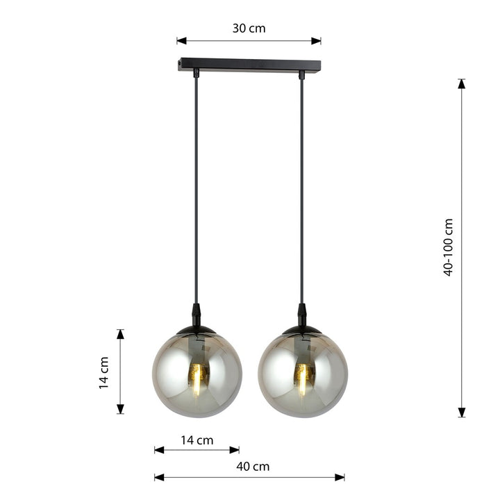Lustra suspendata cu 2 pendule COSMO 2 neagra cu abajur grafit