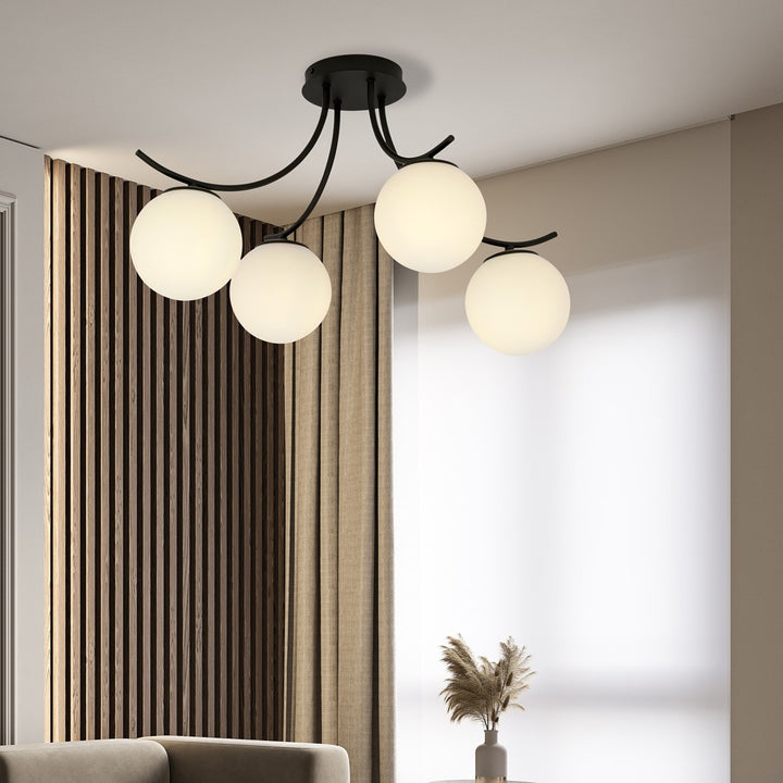 Lustra BOSTON 4 neagra/opal