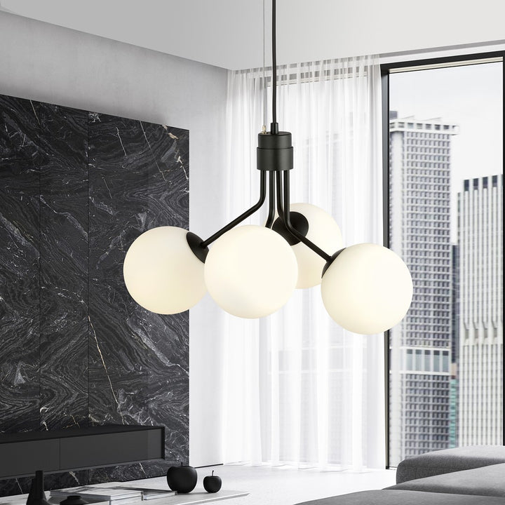 Lustra suspendata NOVA 4 neagra/opal