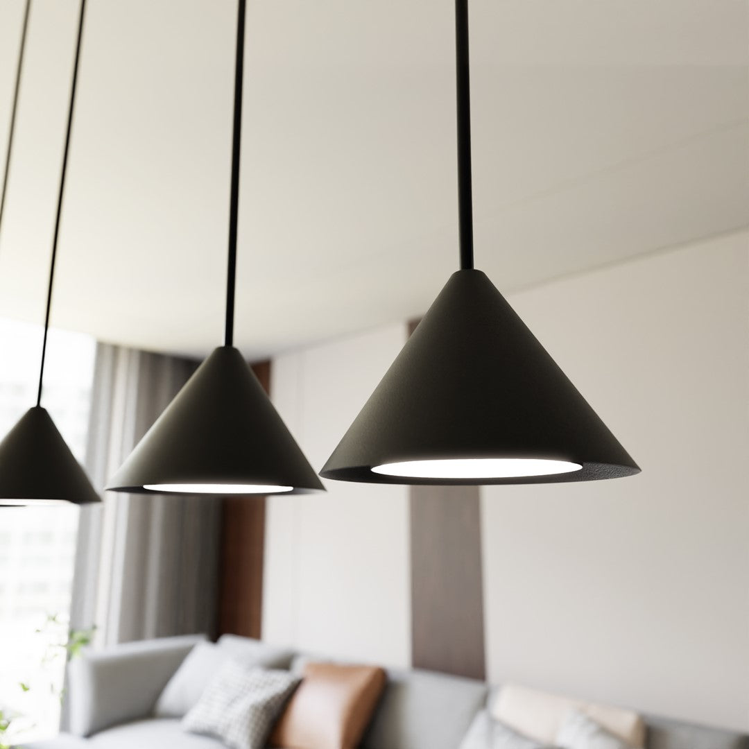 Lustra suspendata cu abajur conic ELIT 6 neagra