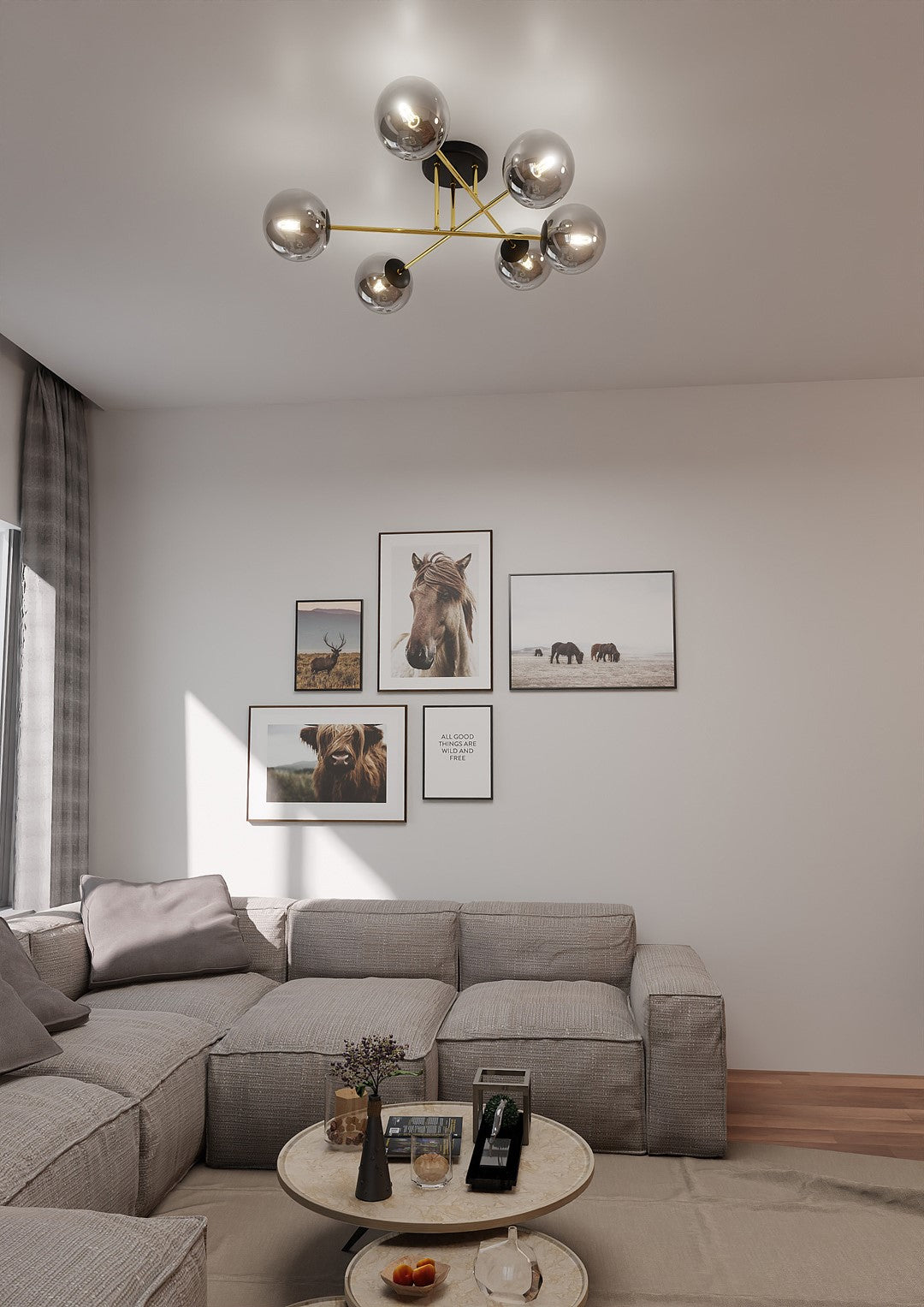 Lustra MAGNUM 6 neagra si abajur grafit