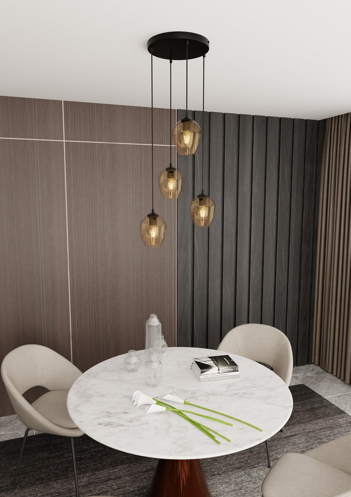 Lustra suspendata ISTAR 4 neagra PREMIUM chihlimbar