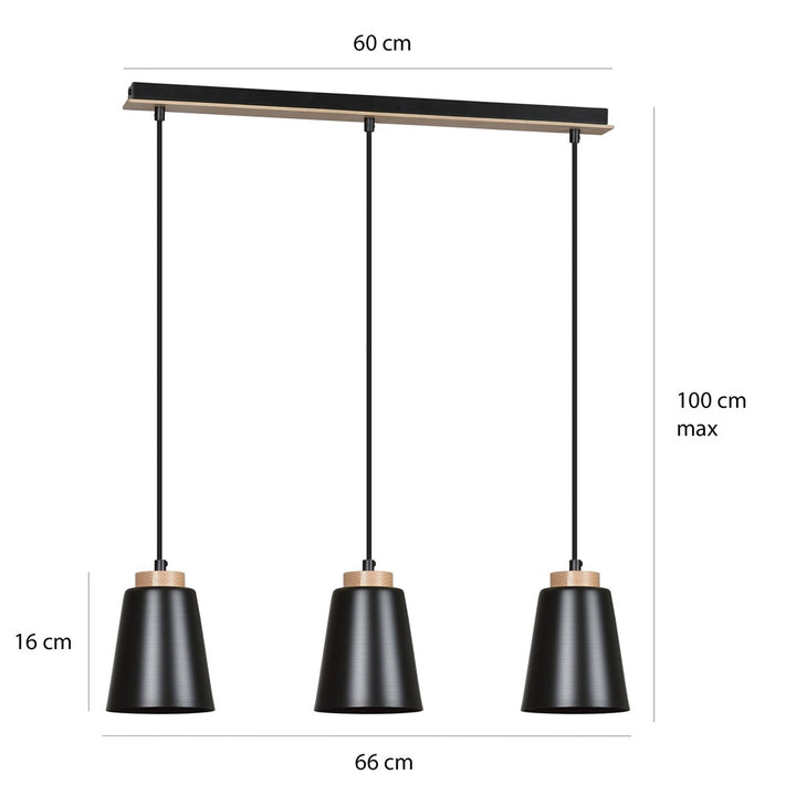 Lustra suspendata cu 3 pendule BOLERO 3 neagra