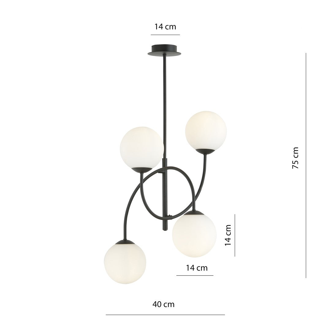Lustra ARCHI 4B B neagra L OPAL