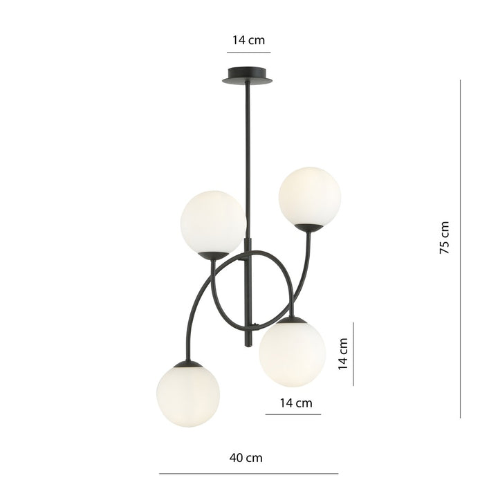 Lustra ARCHI 4B B neagra L OPAL