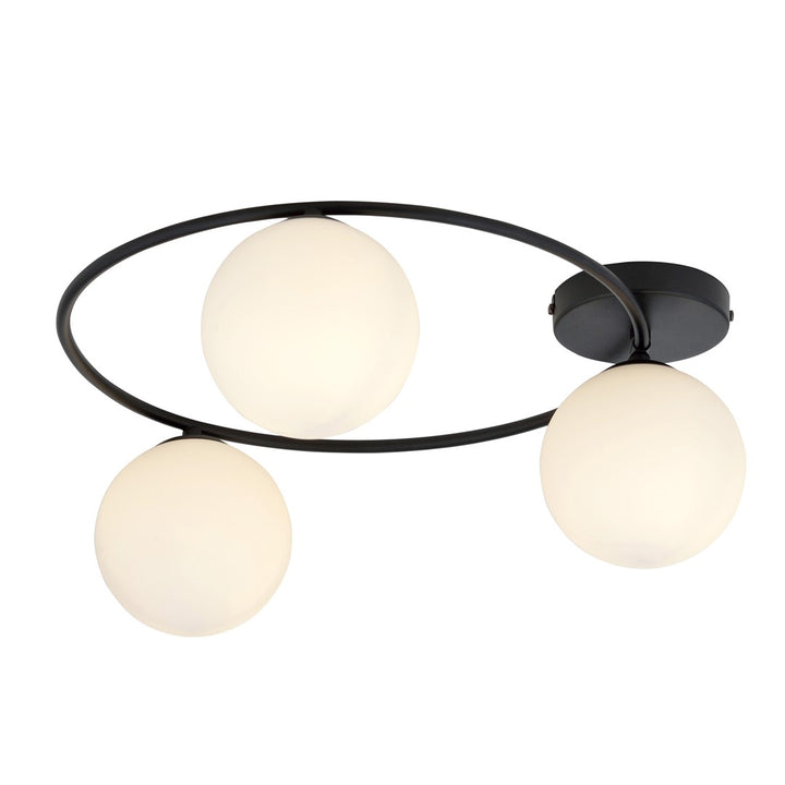 Plafoniera SOPRA 3 neagra cu abajur opal