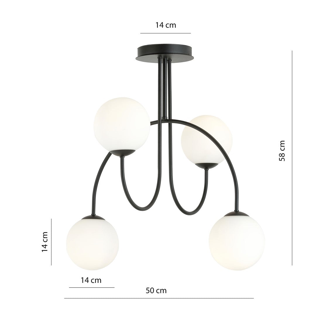 Lustra ARCHI 4A neagra OPAL