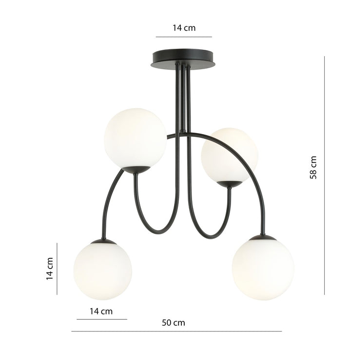 Lustra ARCHI 4A neagra OPAL