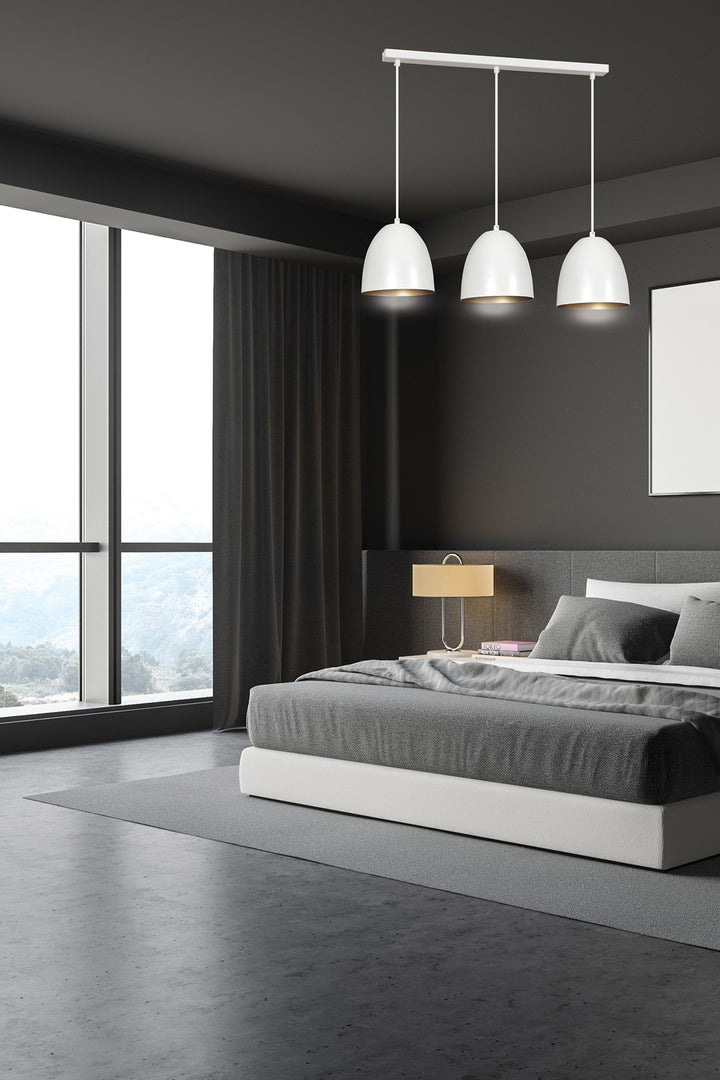 Lustra suspendata LENOX 3 alba / auriu