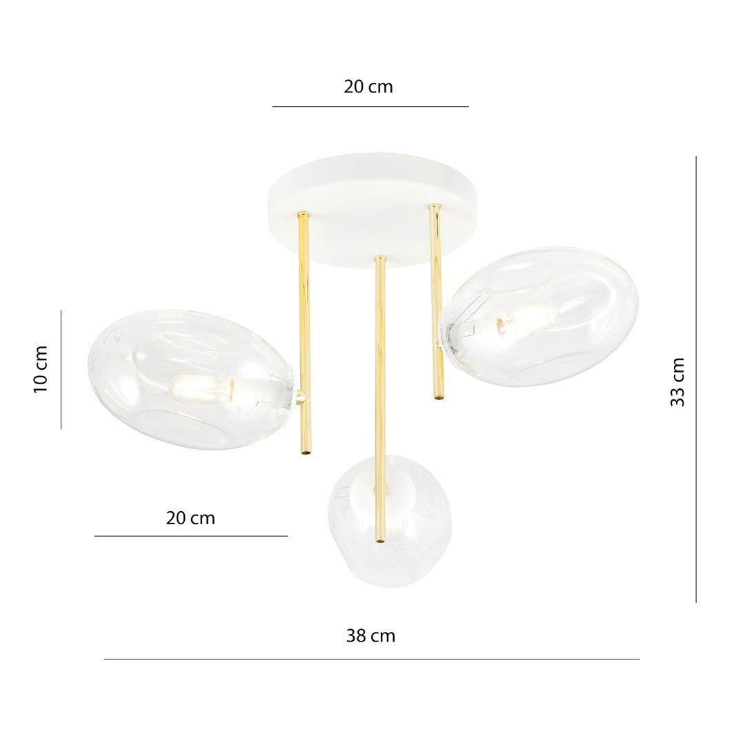 Plafoniera ARGO 3 alba cu abajur transparent