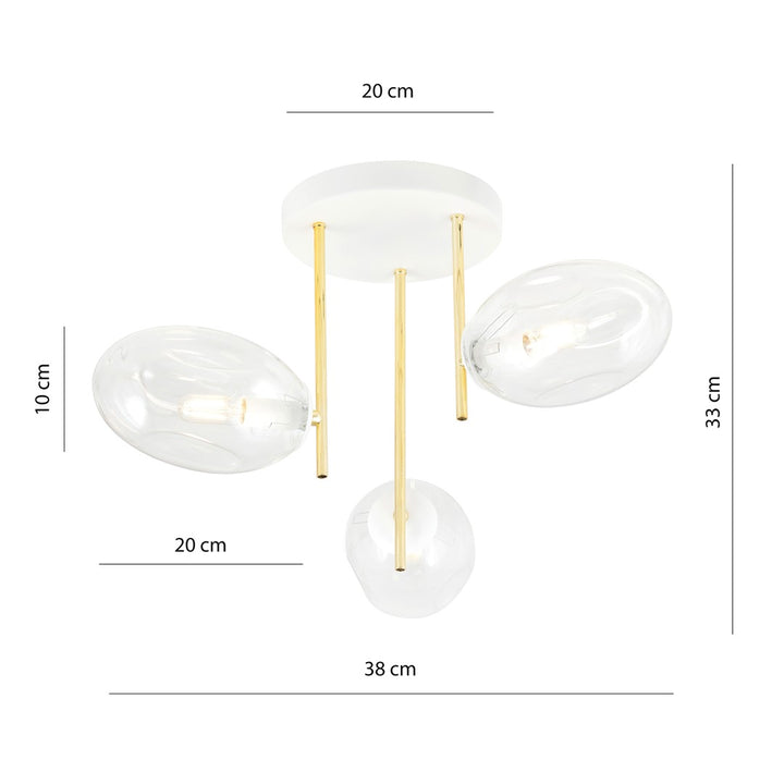 Plafoniera ARGO 3 alba cu abajur transparent