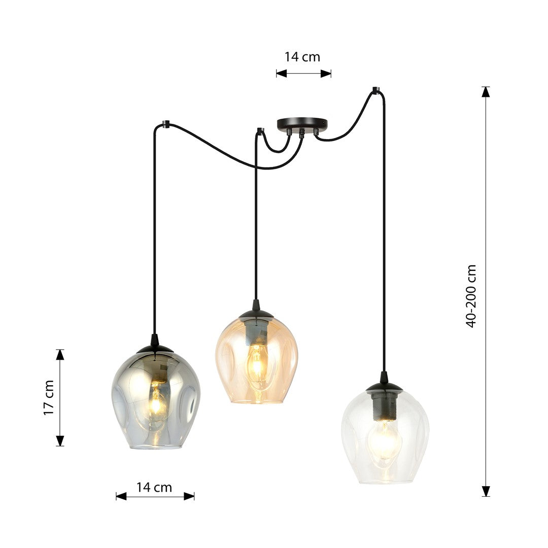 Lustra suspendata LEVEL 3 neagra MIX