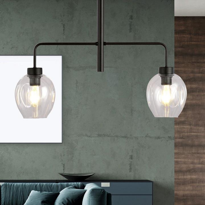 Lustra LUKKA 2 neagra cu abajur transparent