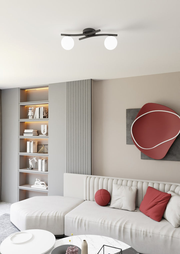 Plafoniera OPUS 2 neagra OPAL
