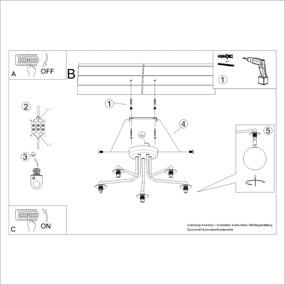 Candelabru ASTRAL 5 negru