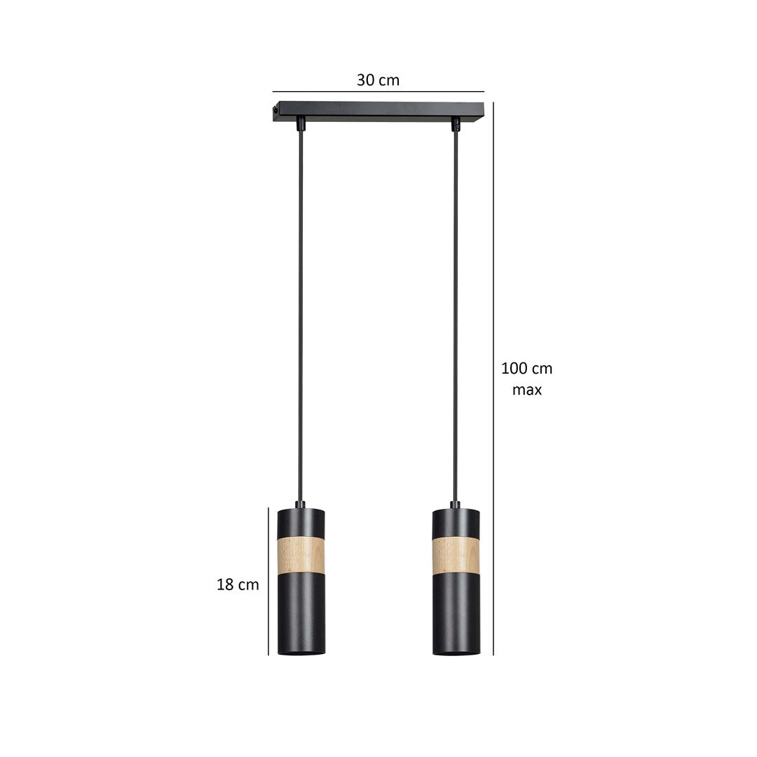 Lustra suspendata cu 2 pendule AKARI 2 neagra