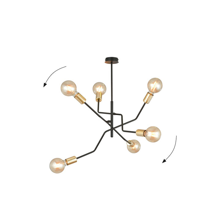 Lustra BOLT 6 neagra cu auriu