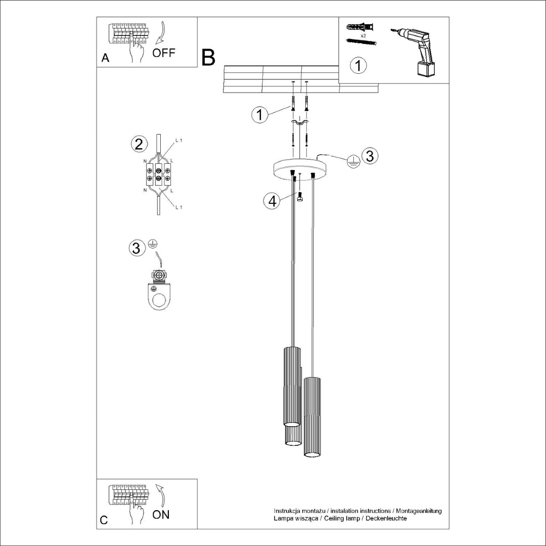 Lampa suspendata KARBON 3P aur