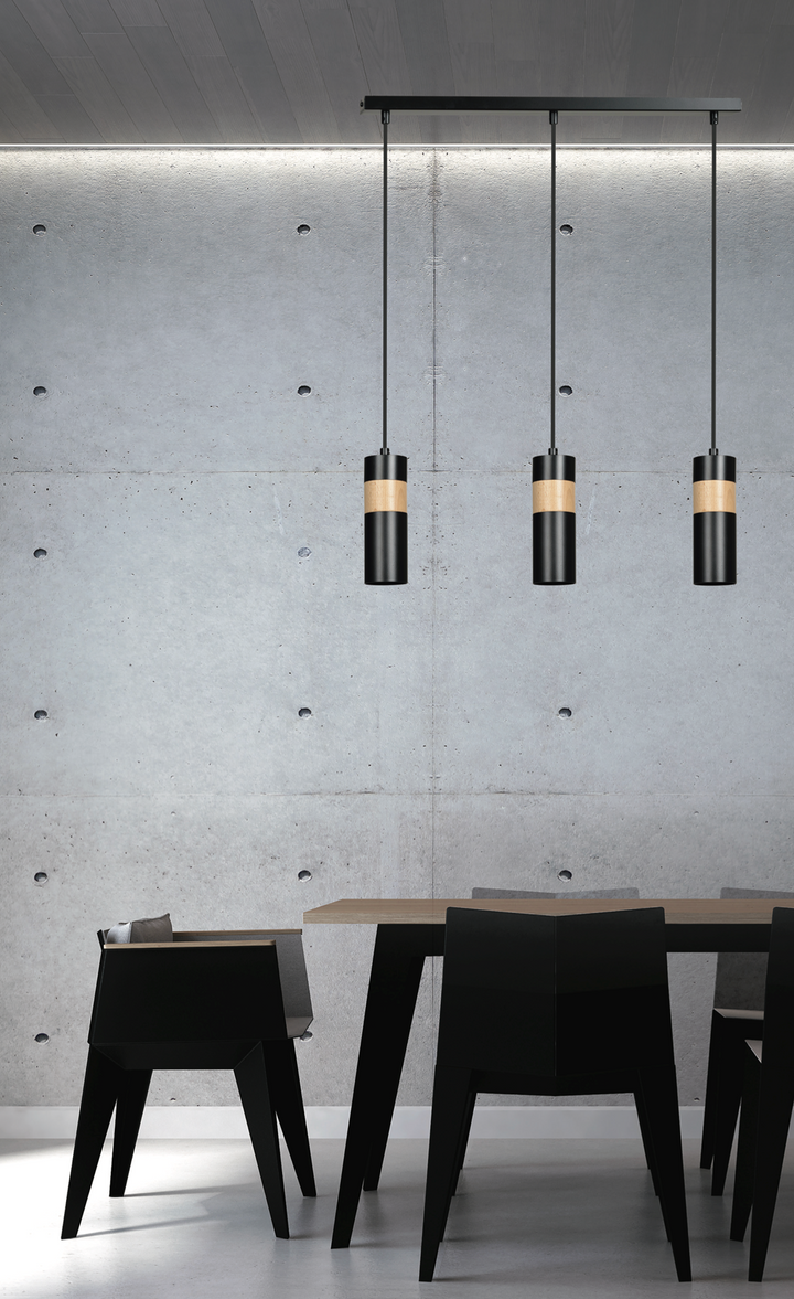 Lustra suspendata cu 3 pendule AKARI 3 neagra