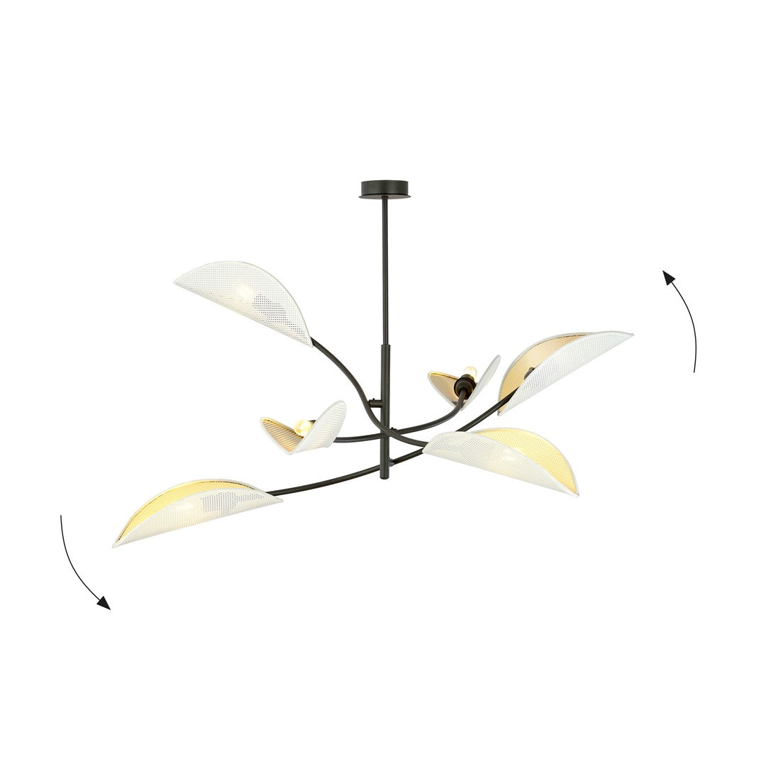 Lustra LOTUS 6 alba cu auriu