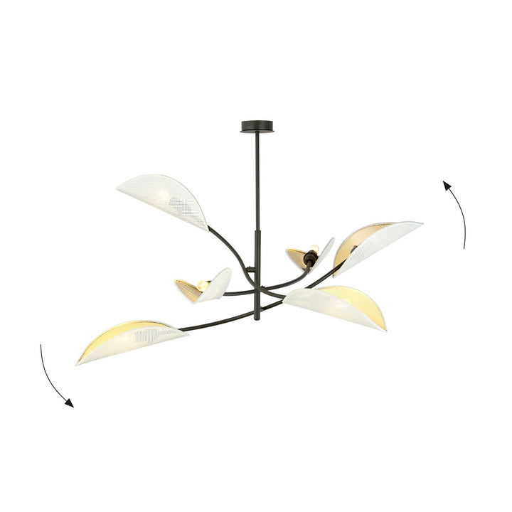 Lustra LOTUS 6 alba cu auriu