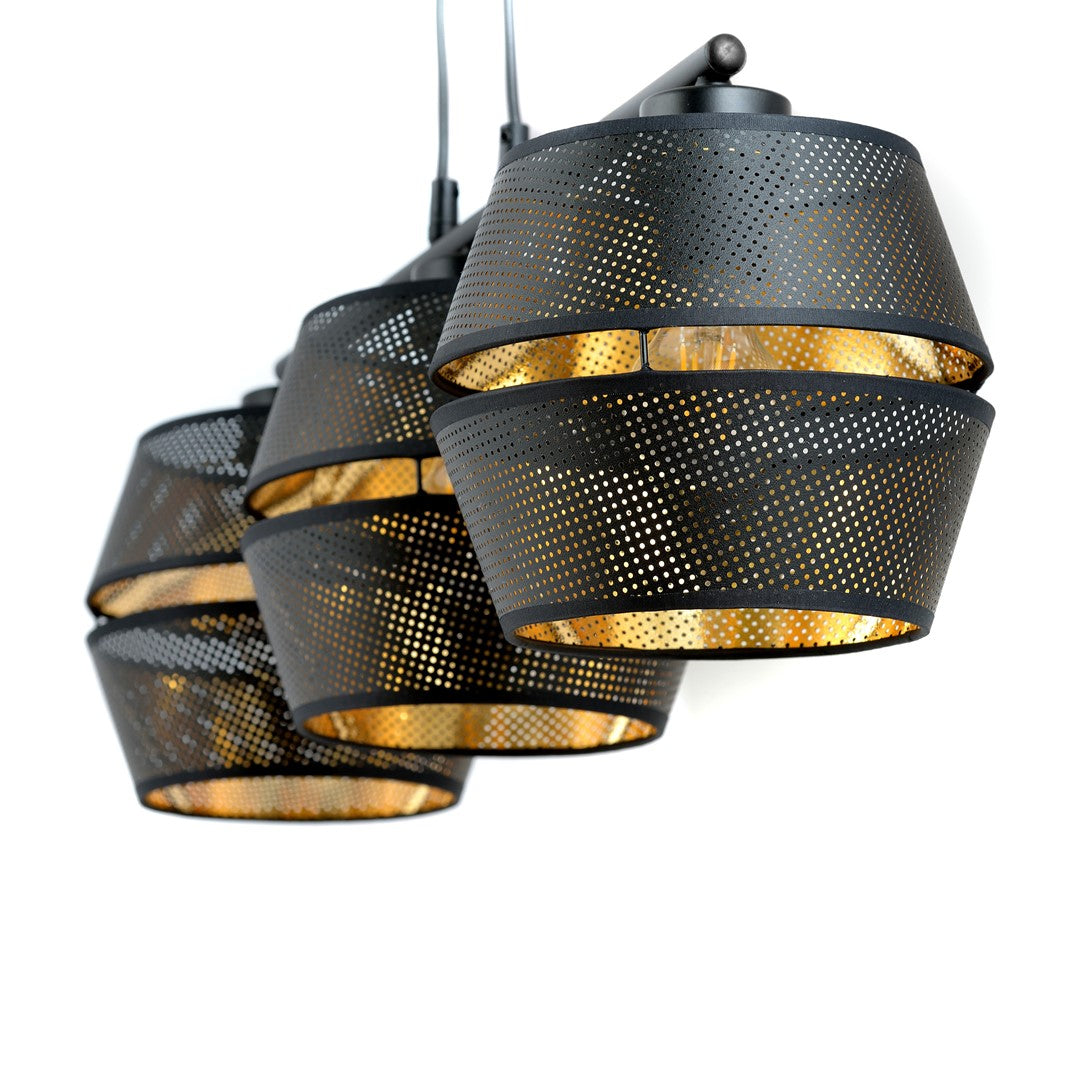 Lustra suspendata MALIA 3 neagra/auriu