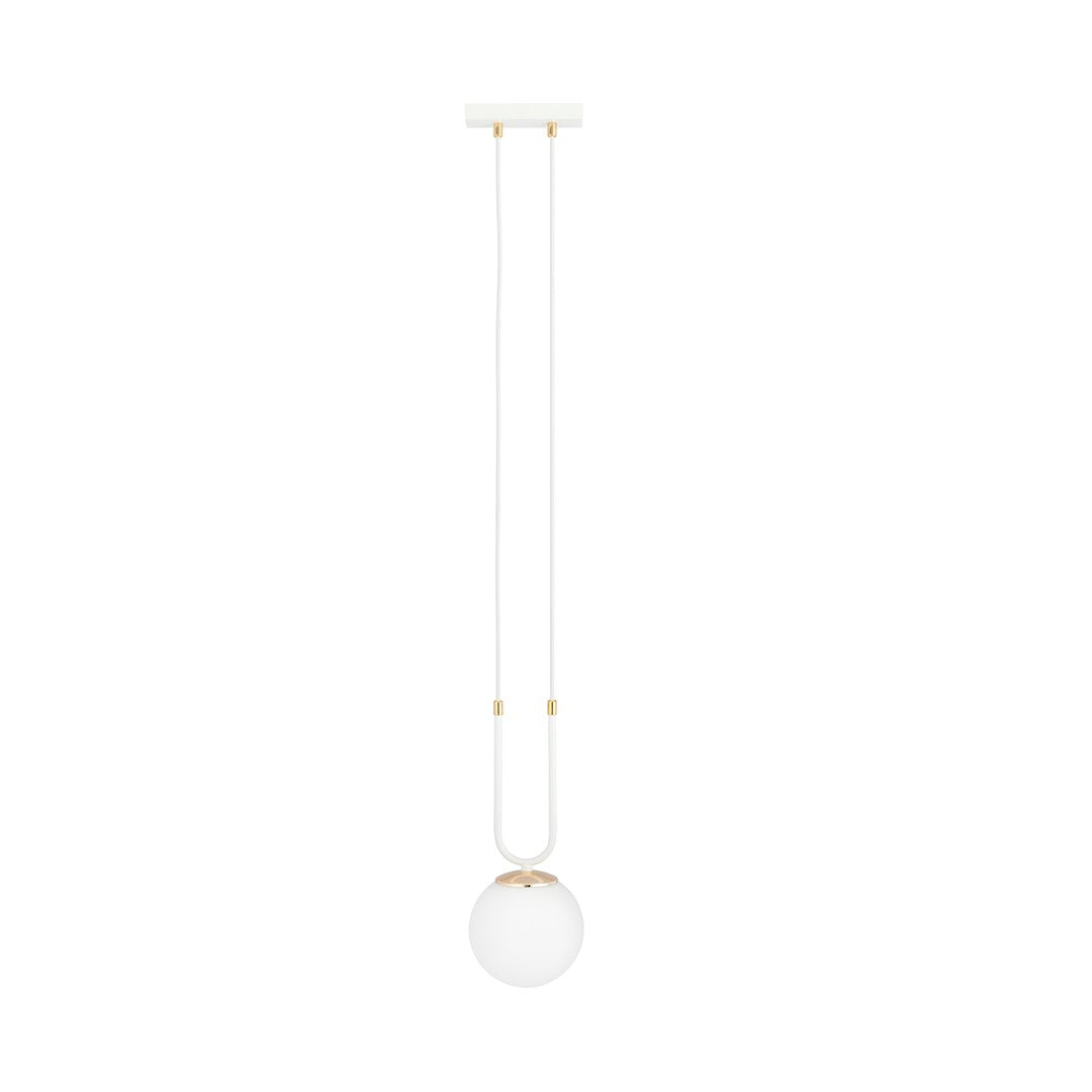 Pendul GLAM 1 alb cu abajur opal